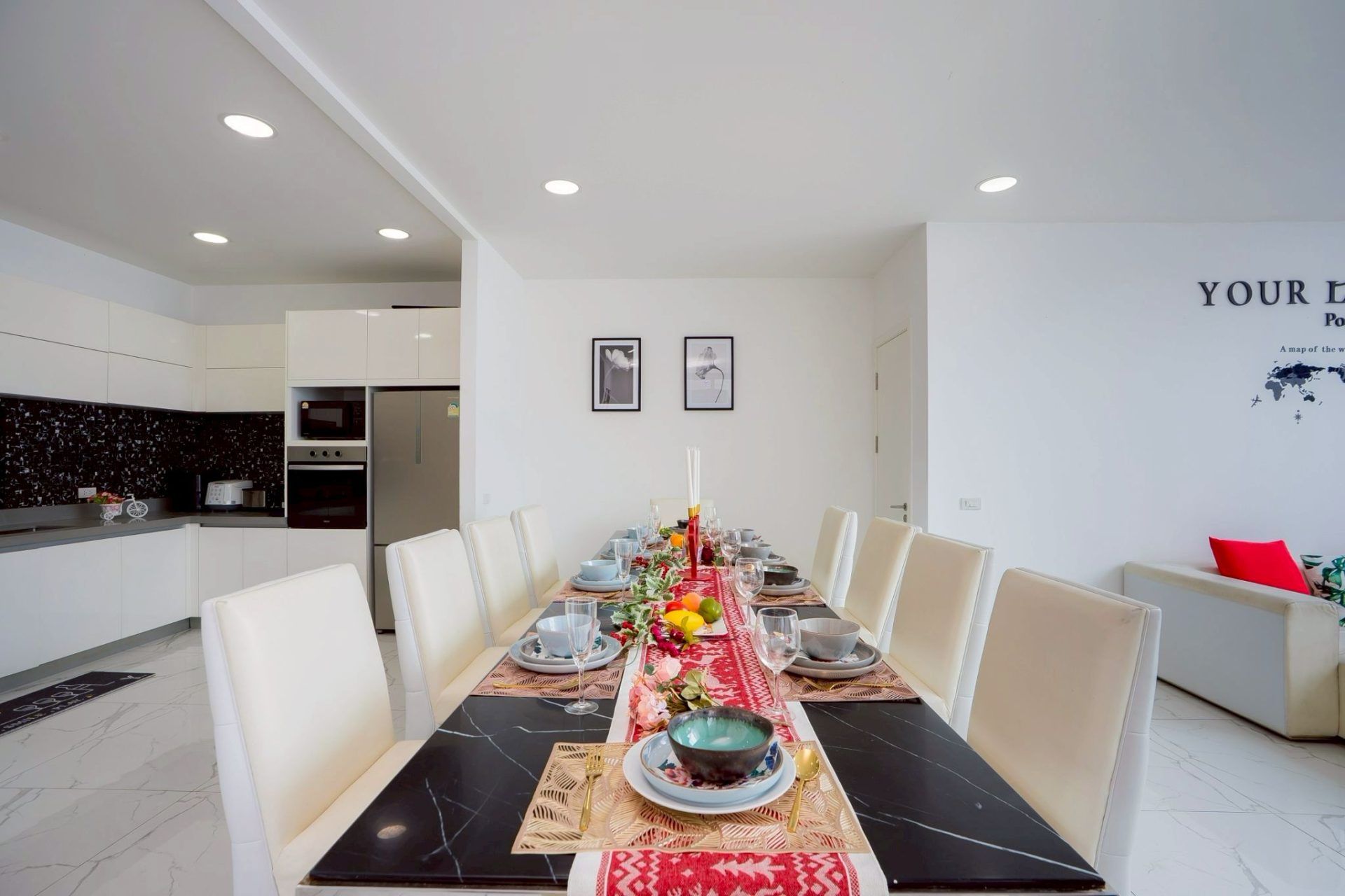 Living room at night at Land VIII Pool Villa
