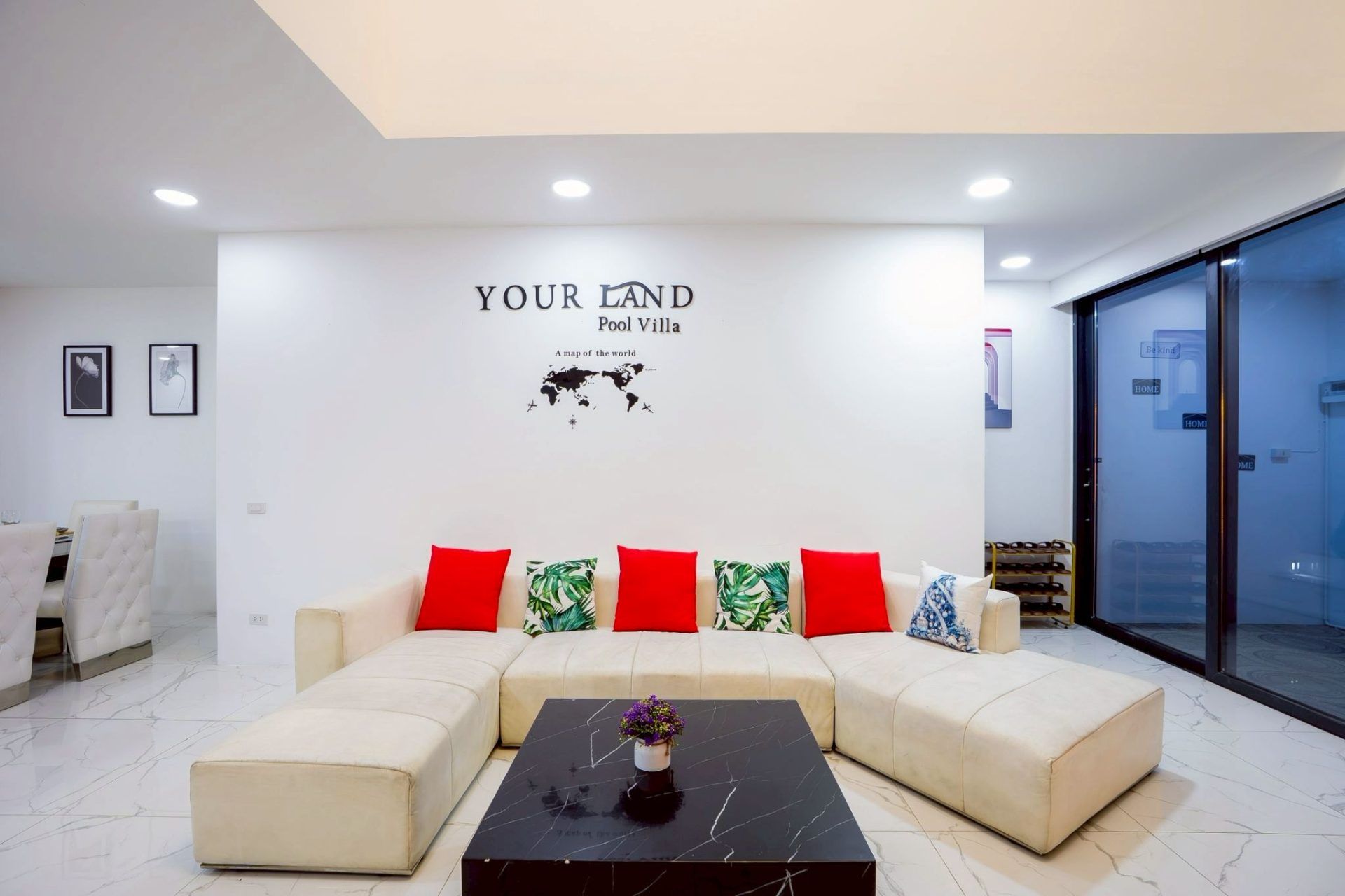 Open-plan living and dining area with Smart TV at Land VIII