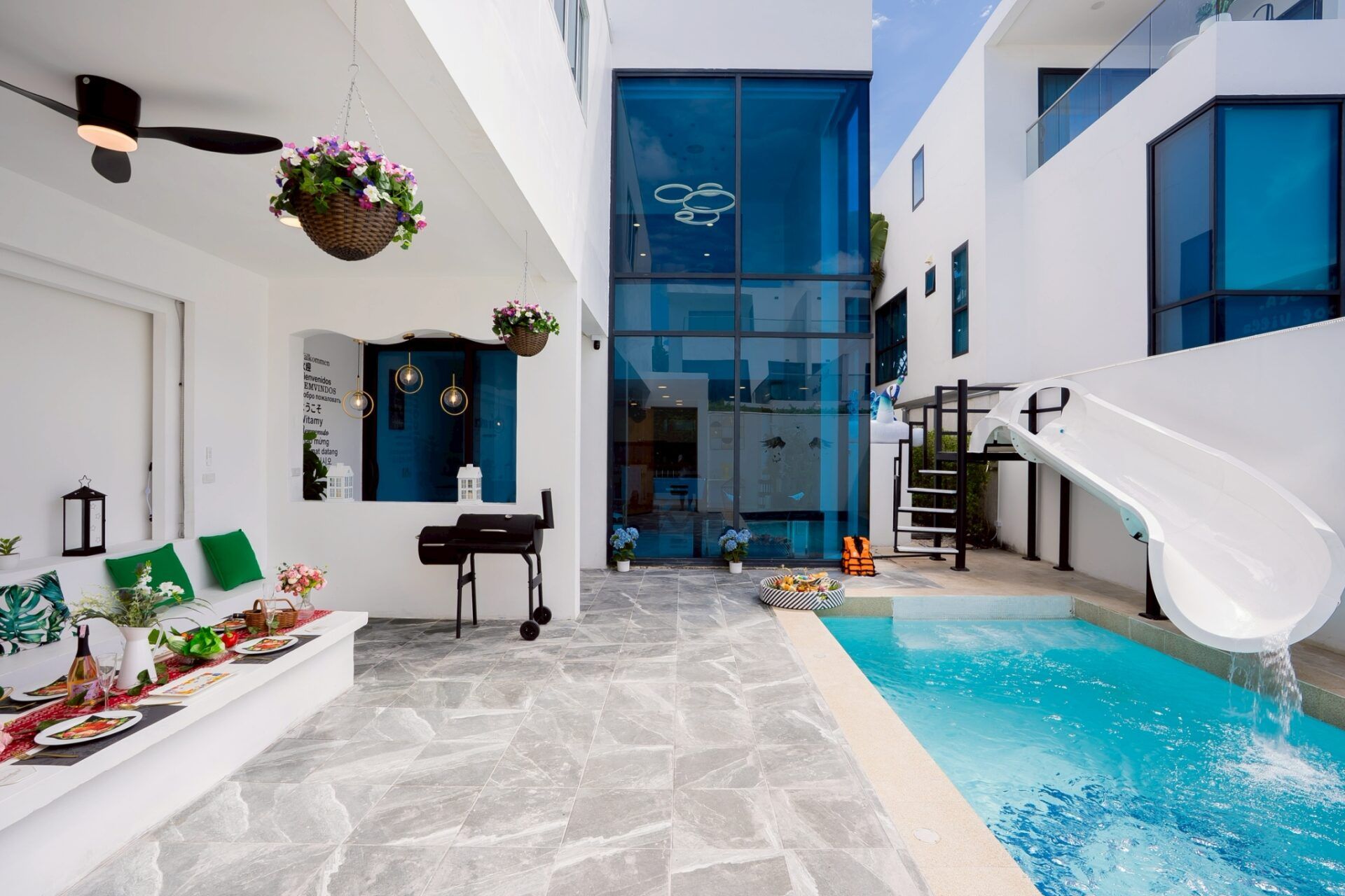 Aerial view of Your Space IV Pool Villa estate, South Pattaya