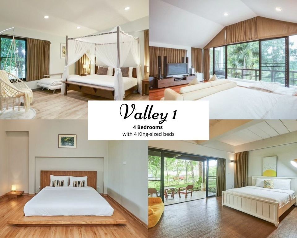 Bedroom collage showing bedrooms and living space at The Valley Khaoyai I in Khao Yai